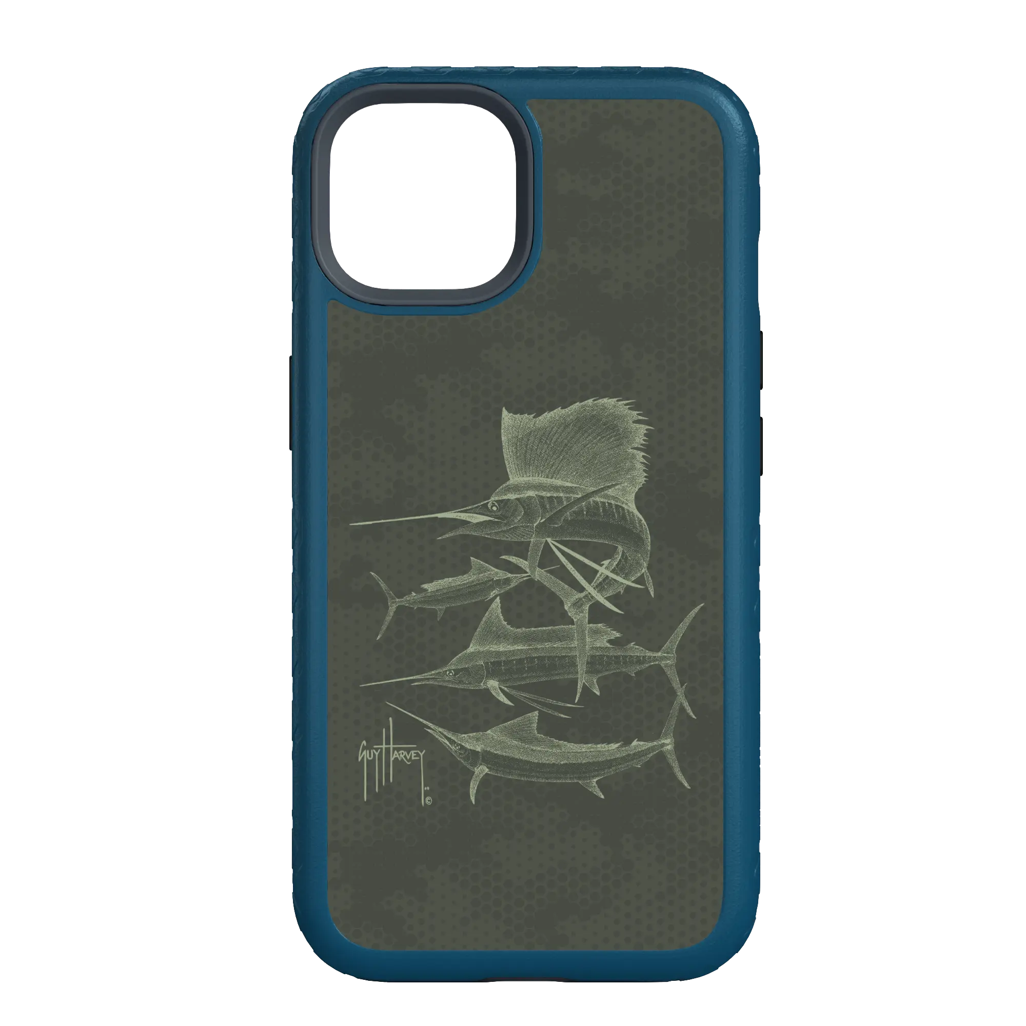 Guy Harvey Fortitude Series for Apple iPhone 14 Pro - Green Camo - Custom Case - DeepSeaBlue - cellhelmet