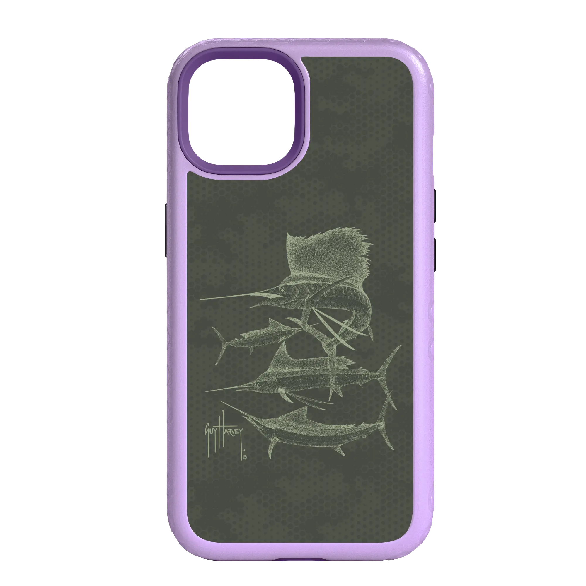 Guy Harvey Fortitude Series for Apple iPhone 14 Pro - Green Camo - Custom Case - LilacBlossomPurple - cellhelmet