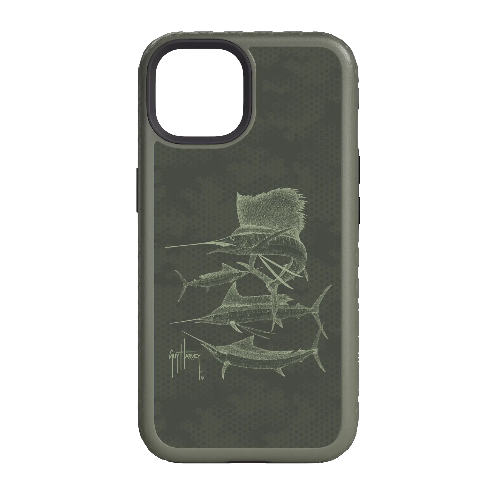 Guy Harvey Fortitude Series for Apple iPhone 14 Pro - Green Camo - Custom Case - OliveDrabGreen - cellhelmet