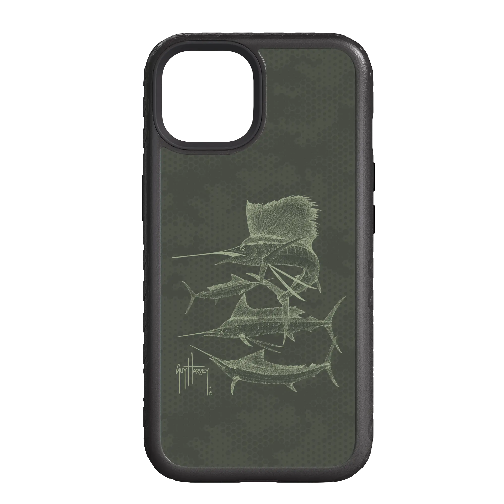 Guy Harvey Fortitude Series for Apple iPhone 14 Pro - Green Camo - Custom Case - OnyxBlack - cellhelmet