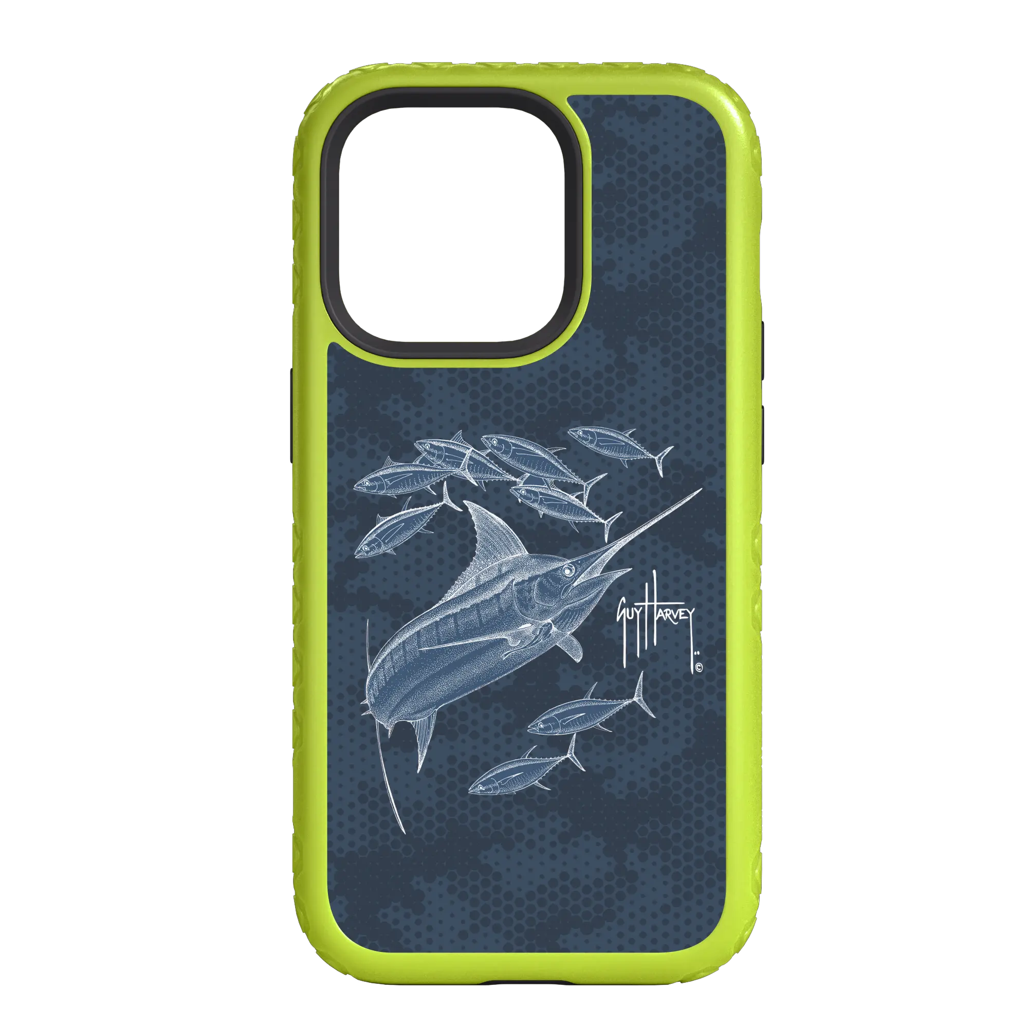 Guy Harvey Fortitude Series for Apple iPhone 14 Pro Max - Blue Camo - Custom Case - ElectricLime - cellhelmet