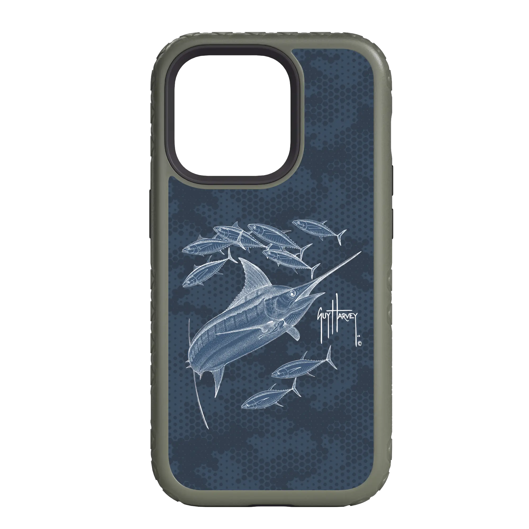 Guy Harvey Fortitude Series for Apple iPhone 14 Pro Max - Blue Camo - Custom Case - OliveDrabGreen - cellhelmet