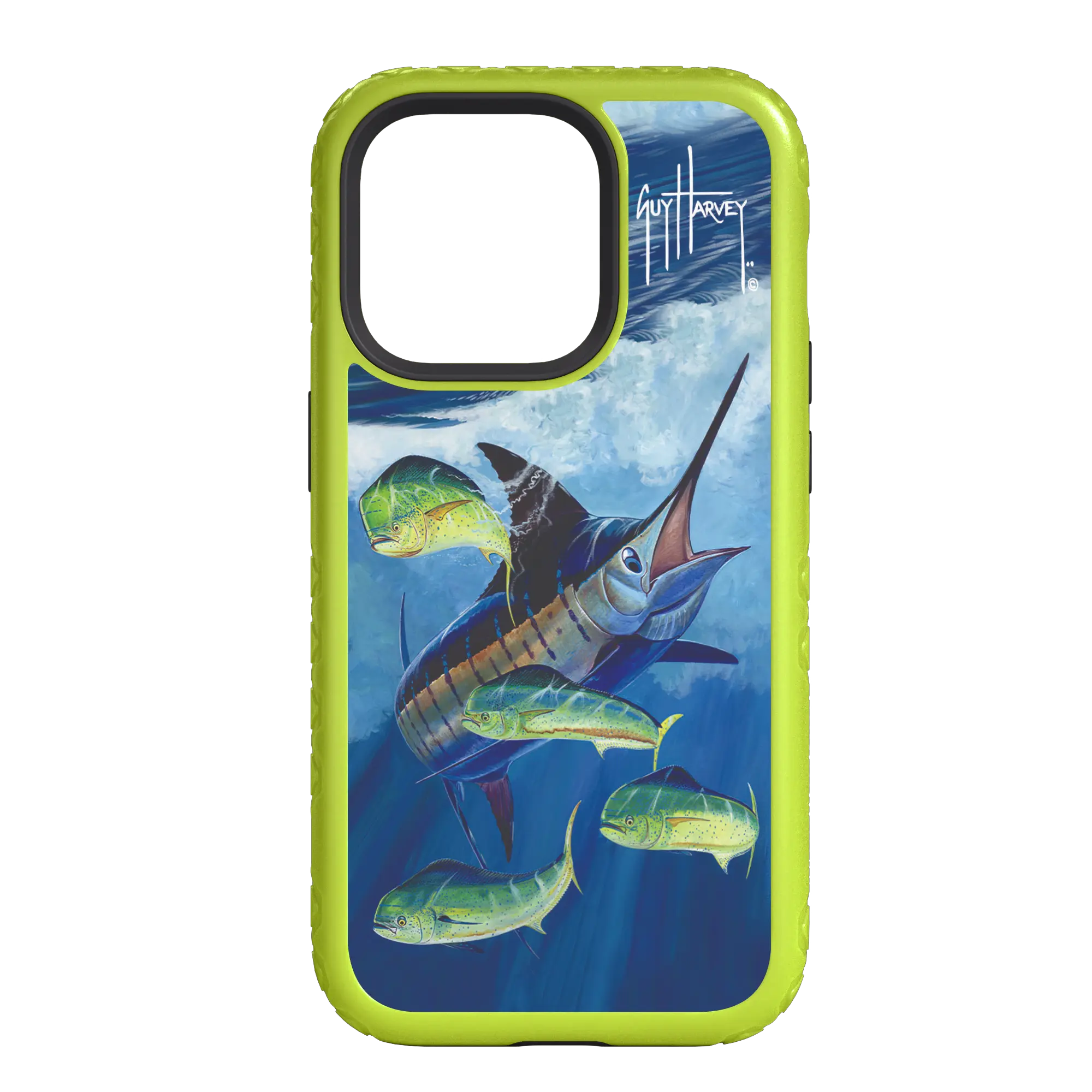 Guy Harvey Fortitude Series for Apple iPhone 14 Pro Max - Four Play - Custom Case - ElectricLime - cellhelmet