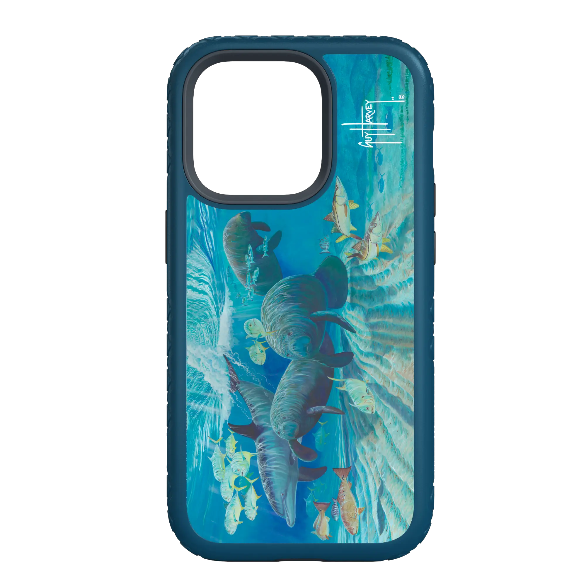 Guy Harvey Fortitude Series for Apple iPhone 14 Pro Max - Manatee Pass - Custom Case - DeepSeaBlue - cellhelmet