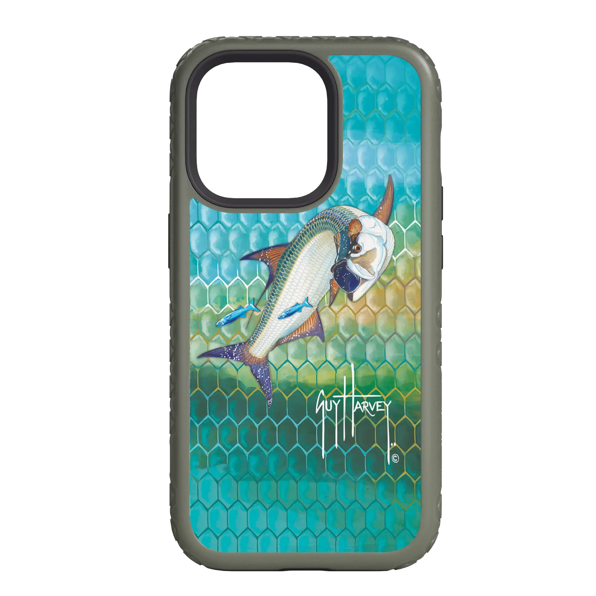 Guy Harvey Fortitude Series for Apple iPhone 14 Pro Max - Tarpon Skin - Custom Case - OliveDrabGreen - cellhelmet