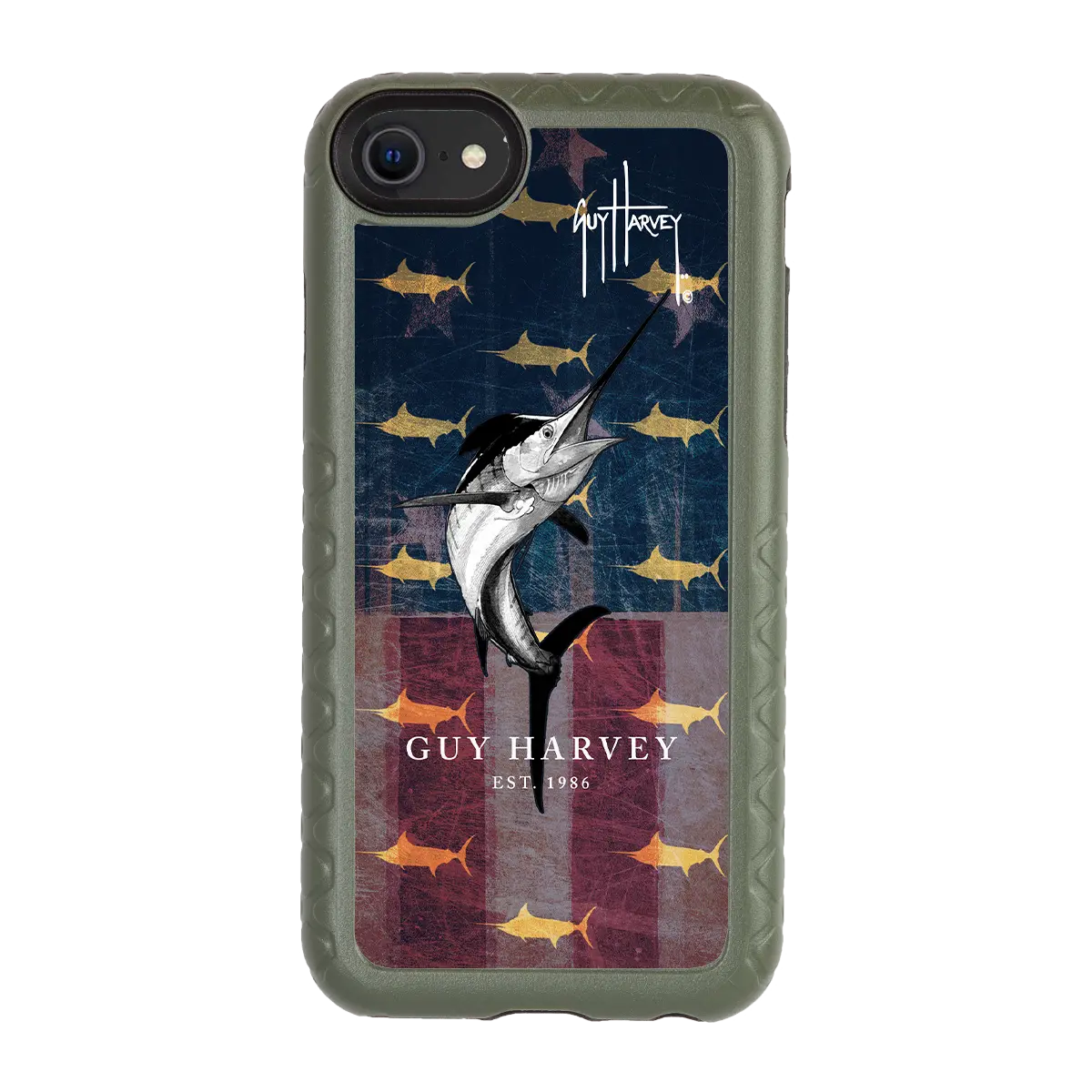 Guy Harvey Fortitude Series for Apple iPhone SE (2020) /6/7/8 - American Marlin - Custom Case - OliveDrabGreen - cellhelmet