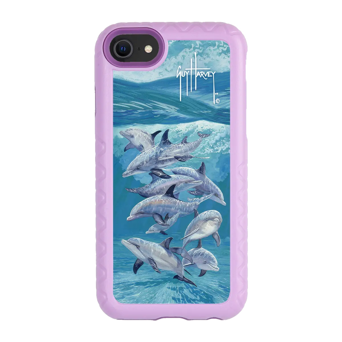 Guy Harvey Fortitude Series for Apple iPhone SE (2020) /6/7/8 - Bottlenose Dolphins - Custom Case - LilacBlossom - cellhelmet