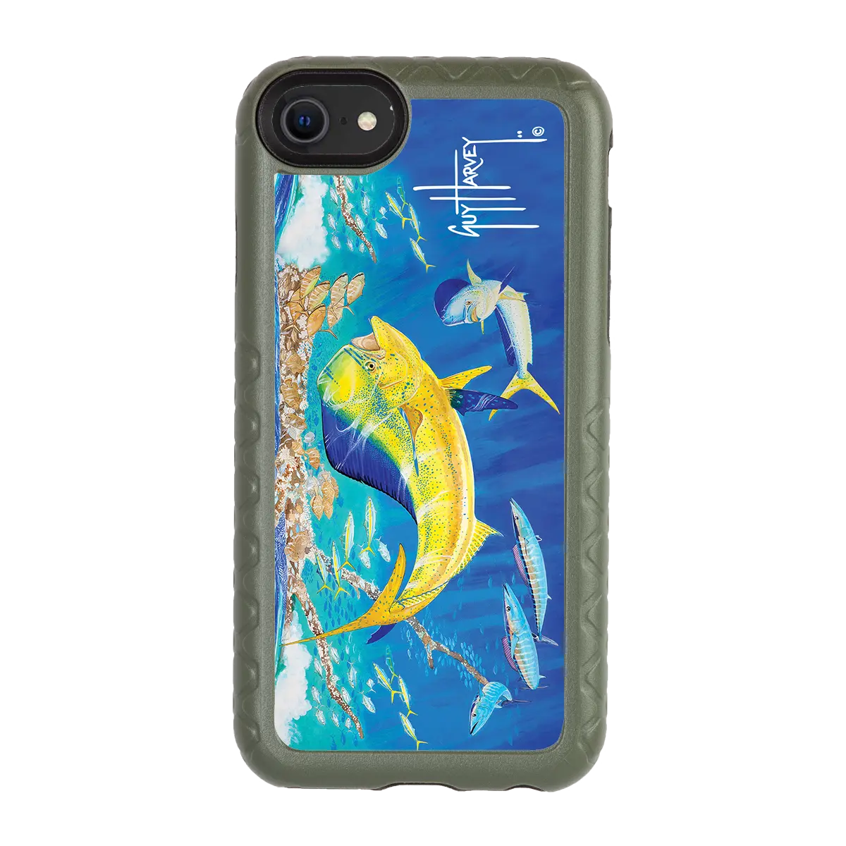 Guy Harvey Fortitude Series for Apple iPhone SE (2020) /6/7/8 - Dolphin Oasis - Custom Case - OliveDrabGreen - cellhelmet