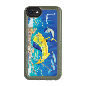 Guy Harvey Fortitude Series for Apple iPhone SE (2020) /6/7/8 - Dolphin Oasis - Custom Case - OliveDrabGreen - cellhelmet