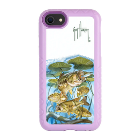 Guy Harvey Fortitude Series for Apple iPhone SE (2020) /6/7/8 - Five Largemouth Under Lilypads - Custom Case - LilacBlossom - cellhelmet
