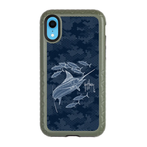 Guy Harvey Fortitude Series for Apple iPhone XR - Blue Camo - Custom Case - OliveDrabGreen - cellhelmet