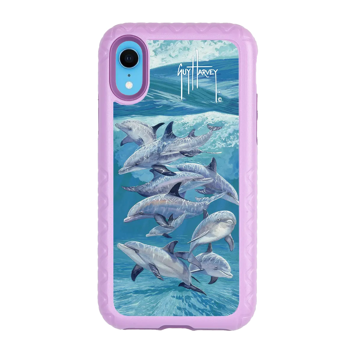 Guy Harvey Fortitude Series for Apple iPhone XR - Bottlenose Dolphins - Custom Case - LilacBlossom - cellhelmet