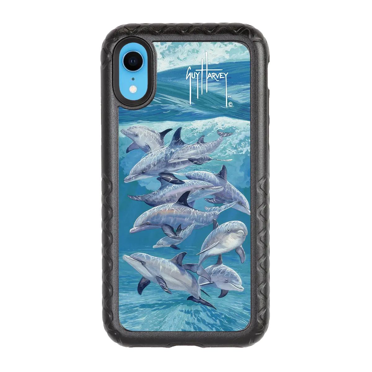 Guy Harvey Fortitude Series for Apple iPhone XR - Bottlenose Dolphins - Custom Case - OnyxBlack - cellhelmet