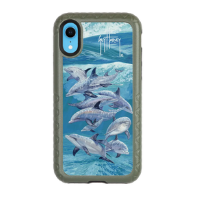 Guy Harvey Fortitude Series for Apple iPhone XR - Bottlenose Dolphins - Custom Case - OliveDrabGreen - cellhelmet