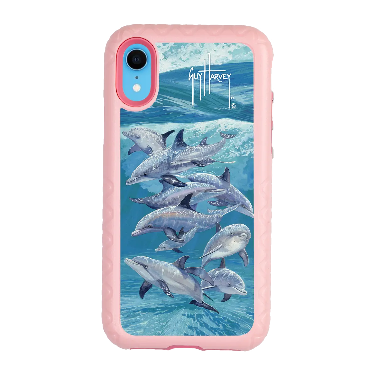 Guy Harvey Fortitude Series for Apple iPhone XR - Bottlenose Dolphins - Custom Case - PinkMagnolia - cellhelmet