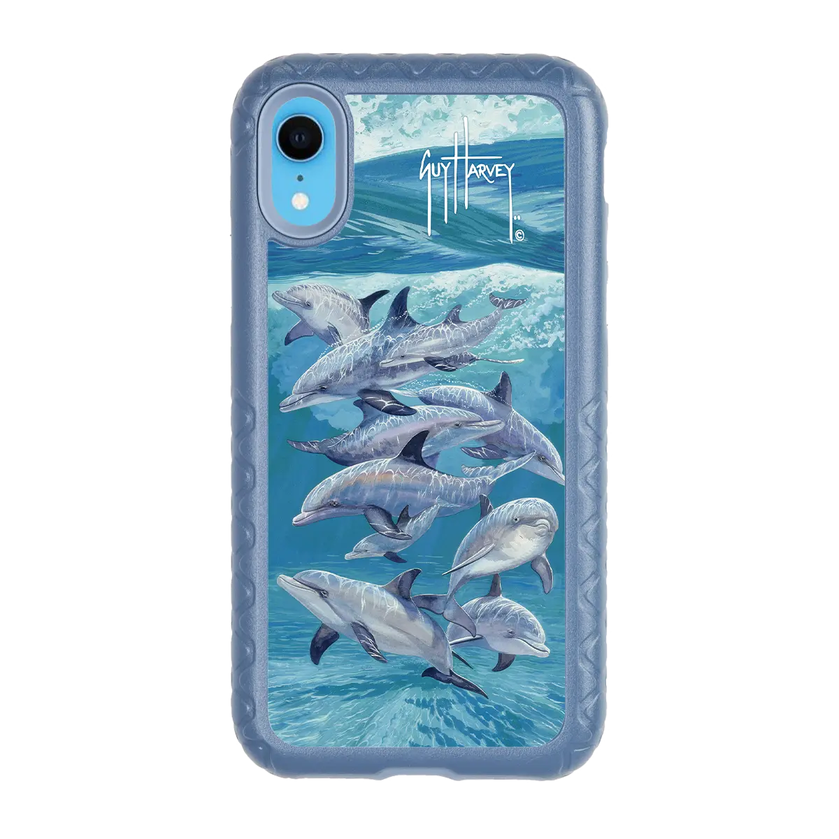 Guy Harvey Fortitude Series for Apple iPhone XR - Bottlenose Dolphins - Custom Case - SlateBlue - cellhelmet
