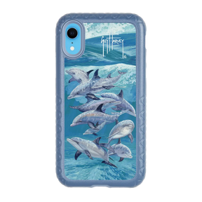 Guy Harvey Fortitude Series for Apple iPhone XR - Bottlenose Dolphins - Custom Case - SlateBlue - cellhelmet
