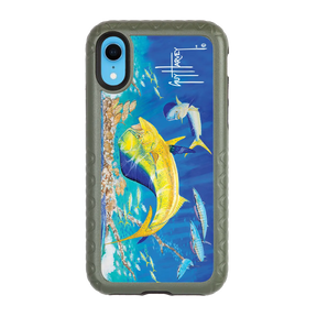Guy Harvey Fortitude Series for Apple iPhone XR - Dolphin Oasis - Custom Case - OliveDrabGreen - cellhelmet