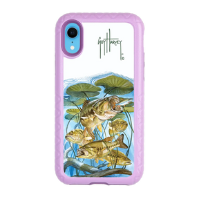 Guy Harvey Fortitude Series for Apple iPhone XR - Five Largemouth Under Lilypads - Custom Case - LilacBlossom - cellhelmet