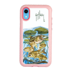 Guy Harvey Fortitude Series for Apple iPhone XR - Five Largemouth Under Lilypads - Custom Case - PinkMagnolia - cellhelmet