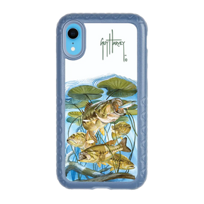 Guy Harvey Fortitude Series for Apple iPhone XR - Five Largemouth Under Lilypads - Custom Case - SlateBlue - cellhelmet