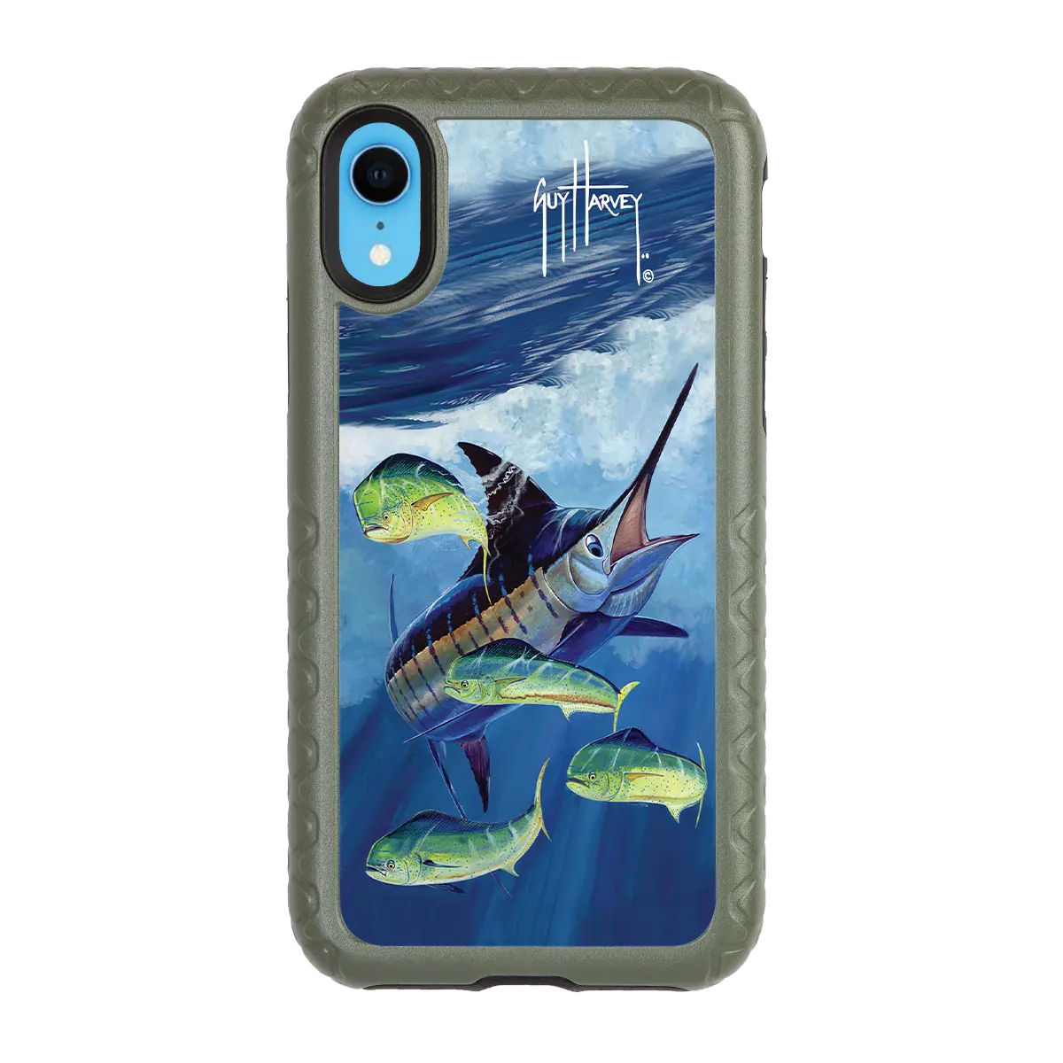 Guy Harvey Fortitude Series for Apple iPhone XR - Four Play - Custom Case - OliveDrabGreen - cellhelmet