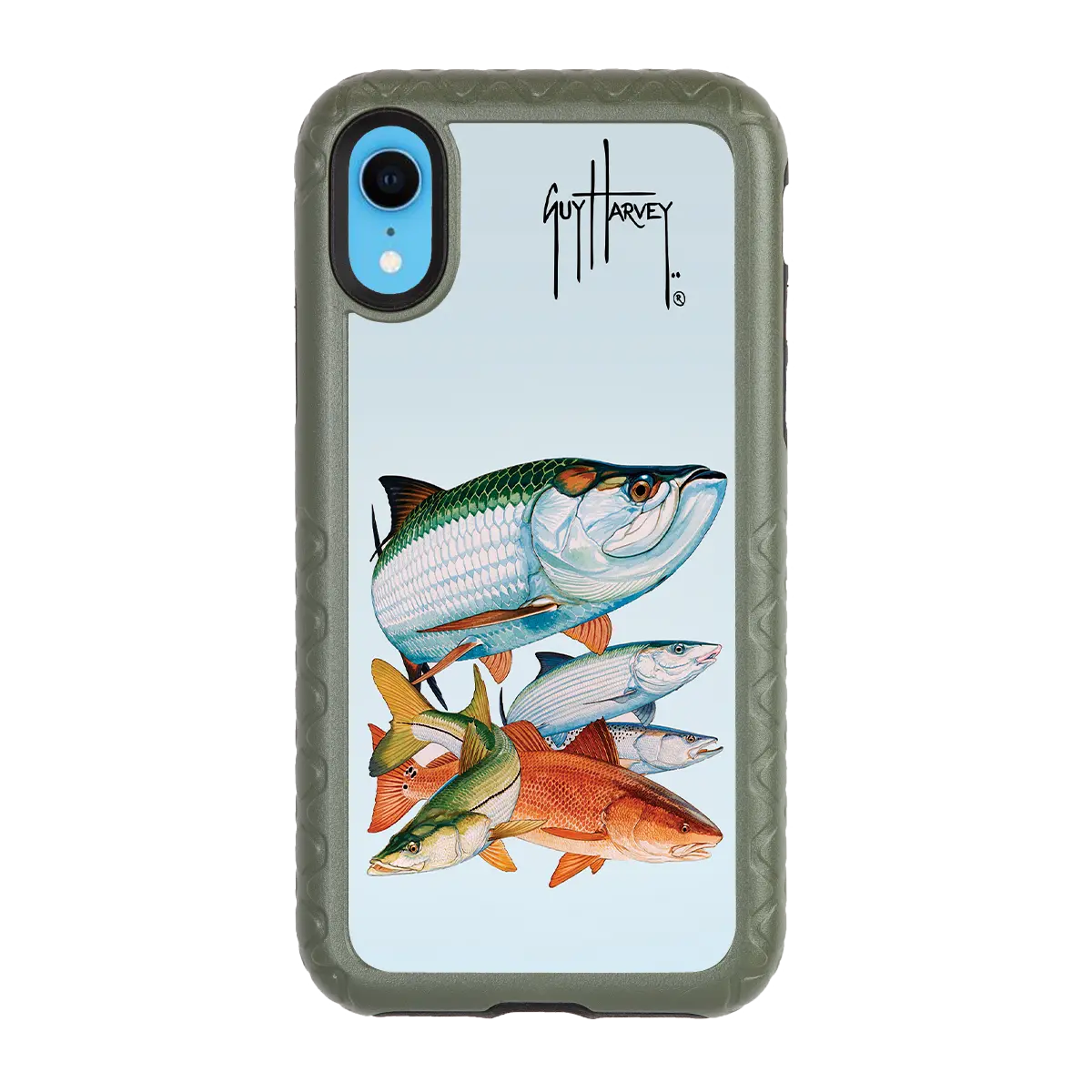 Guy Harvey Fortitude Series for Apple iPhone XR - Inshore Collage - Custom Case - OliveDrabGreen - cellhelmet