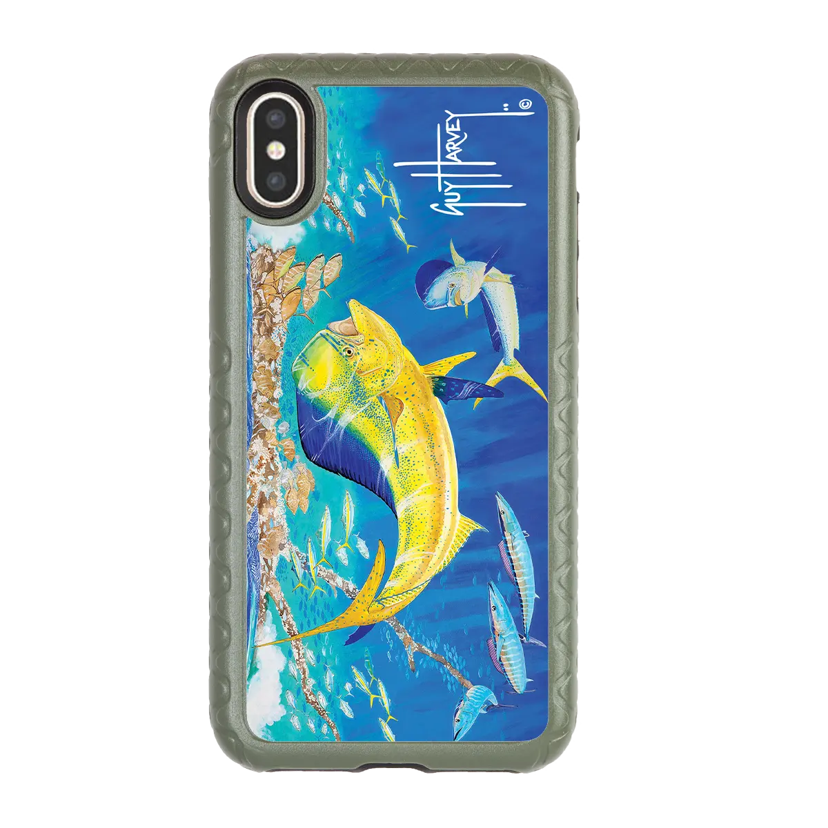 Guy Harvey Fortitude Series for Apple iPhone XS Max - Dolphin Oasis - Custom Case - OliveDrabGreen - cellhelmet