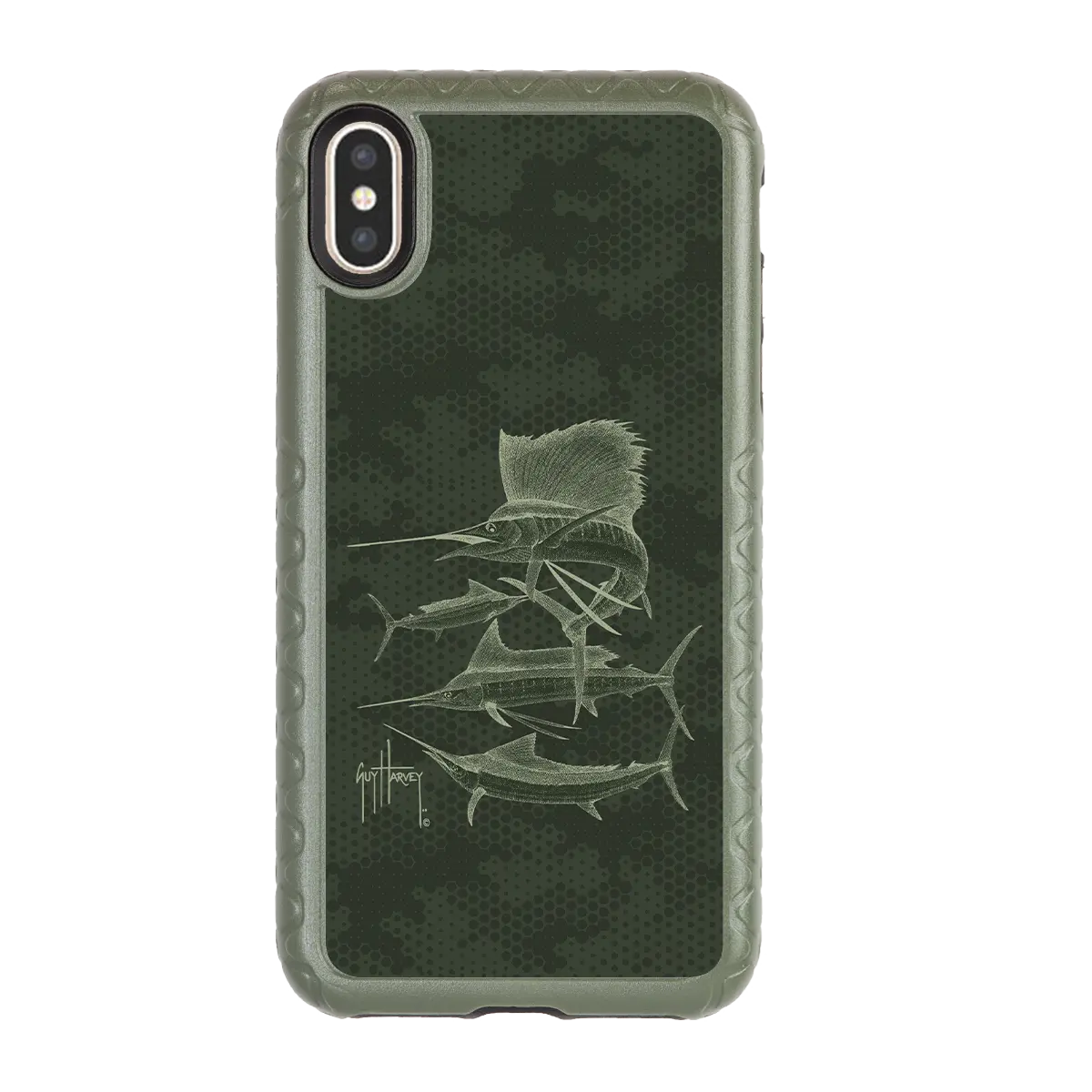 Guy Harvey Fortitude Series for Apple iPhone XS Max - Green Camo - Custom Case - OliveDrabGreen - cellhelmet
