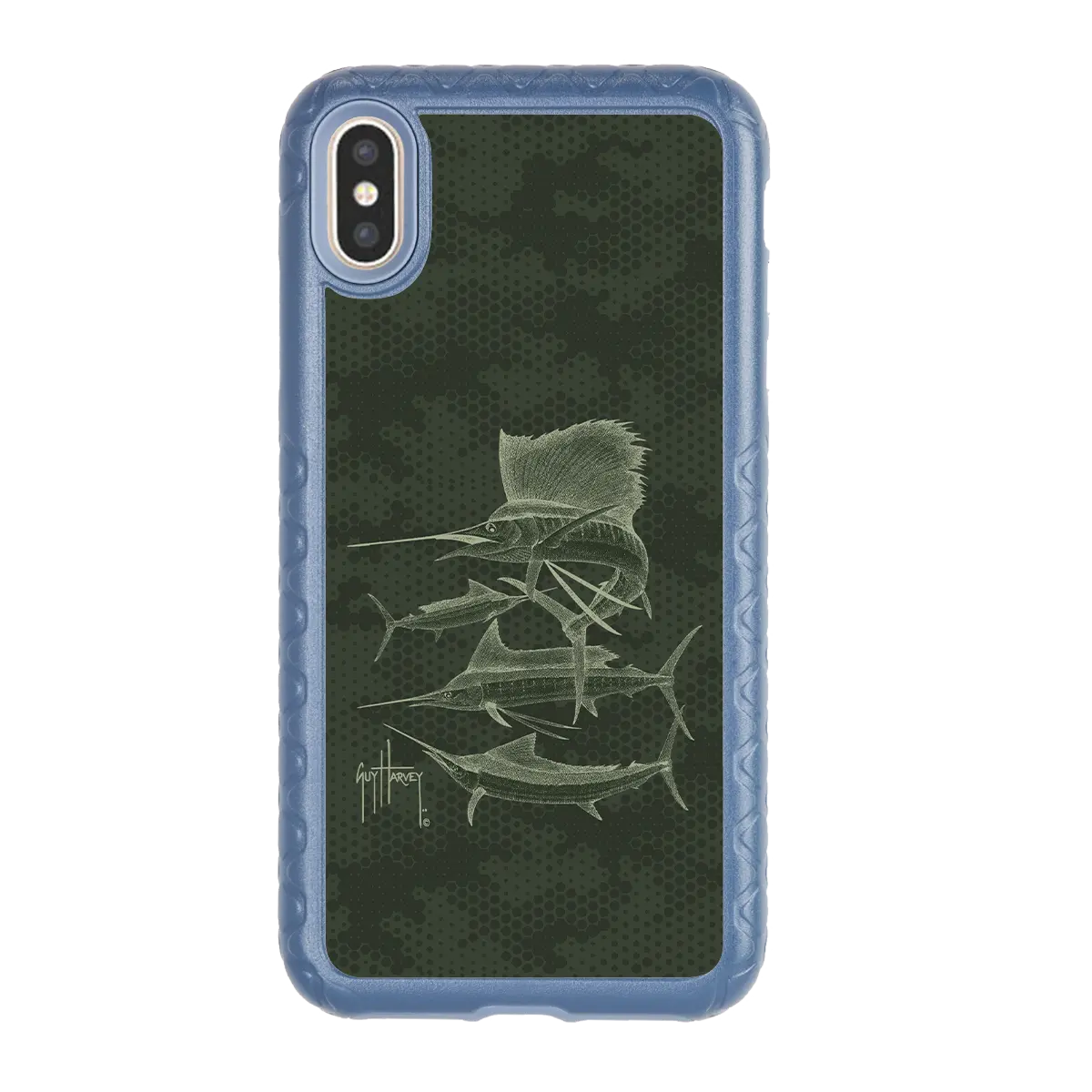 Guy Harvey Fortitude Series for Apple iPhone XS Max - Green Camo - Custom Case - SlateBlue - cellhelmet