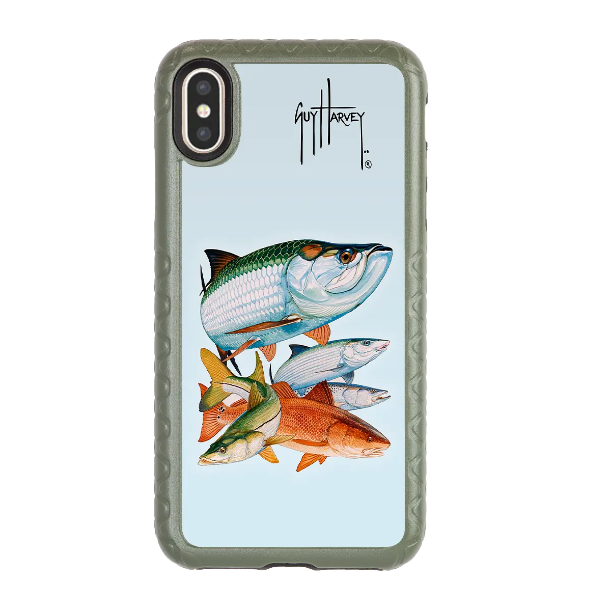 Guy Harvey Fortitude Series for Apple iPhone XS Max - Inshore Collage - Custom Case - OliveDrabGreen - cellhelmet