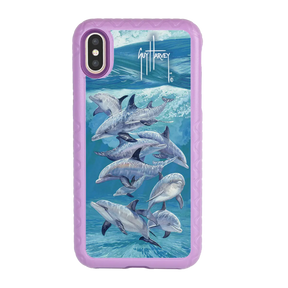 Guy Harvey Fortitude Series for Apple iPhone XS/X - Bottlenose Dolphins - Custom Case - LilacBlossom - cellhelmet