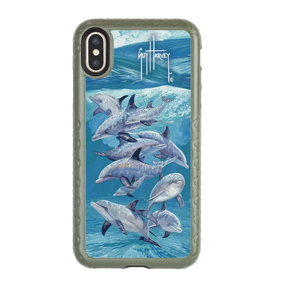 Guy Harvey Fortitude Series for Apple iPhone XS/X - Bottlenose Dolphins - Custom Case - OliveDrabGreen - cellhelmet