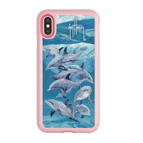 Guy Harvey Fortitude Series for Apple iPhone XS/X - Bottlenose Dolphins - Custom Case - PinkMagnolia - cellhelmet