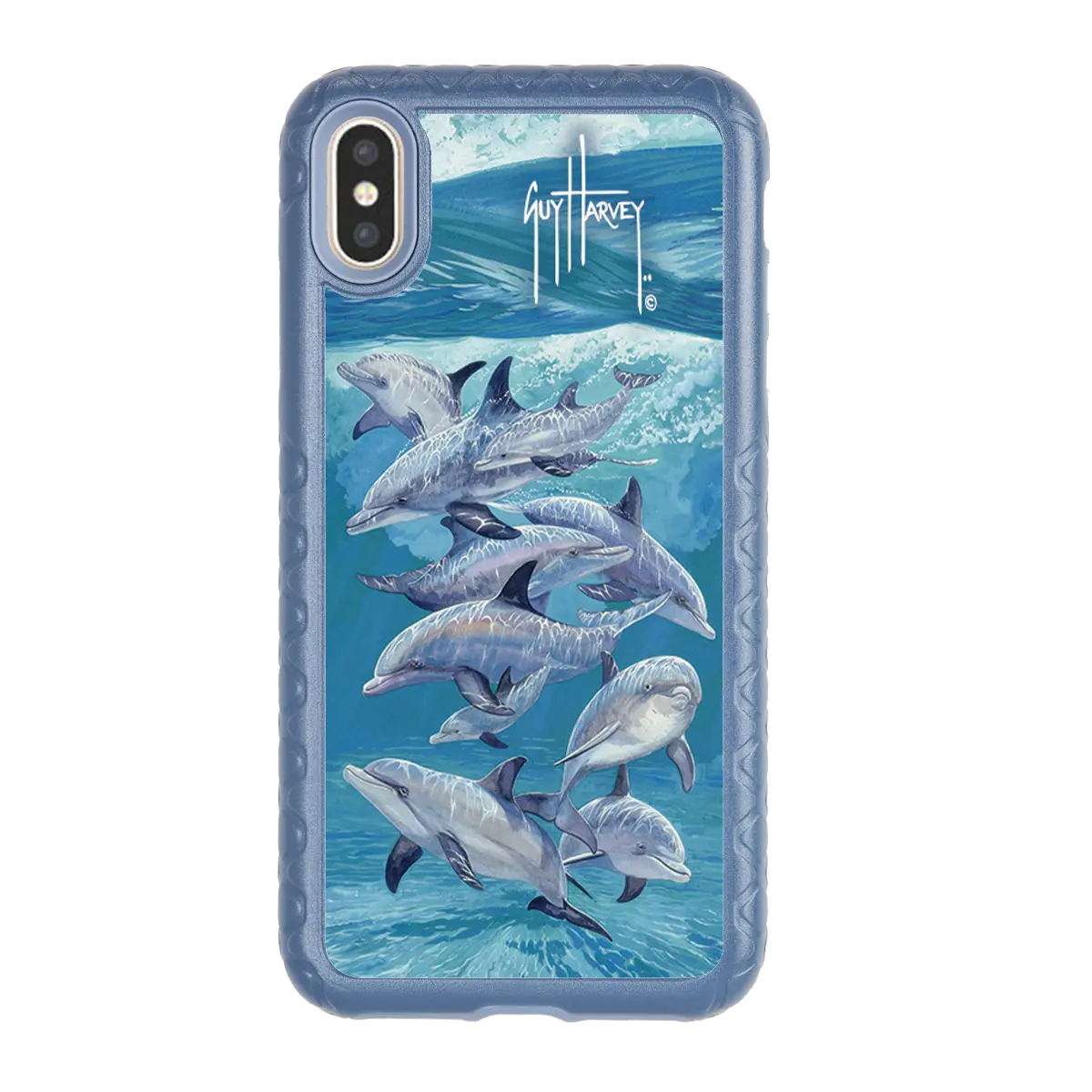 Guy Harvey Fortitude Series for Apple iPhone XS/X - Bottlenose Dolphins - Custom Case - SlateBlue - cellhelmet