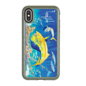 Guy Harvey Fortitude Series for Apple iPhone XS/X - Dolphin Oasis - Custom Case - OliveDrabGreen - cellhelmet