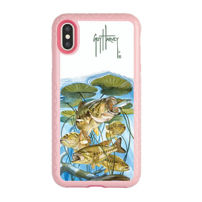 Guy Harvey Fortitude Series for Apple iPhone XS/X - Five Largemouth Under Lilypads - Custom Case - PinkMagnolia - cellhelmet