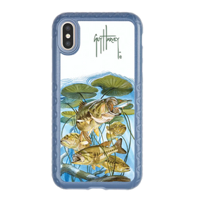 Guy Harvey Fortitude Series for Apple iPhone XS/X - Five Largemouth Under Lilypads - Custom Case - SlateBlue - cellhelmet