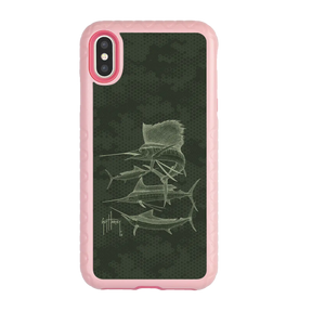 Guy Harvey Fortitude Series for Apple iPhone XS/X - Green Camo - Custom Case - PinkMagnolia - cellhelmet