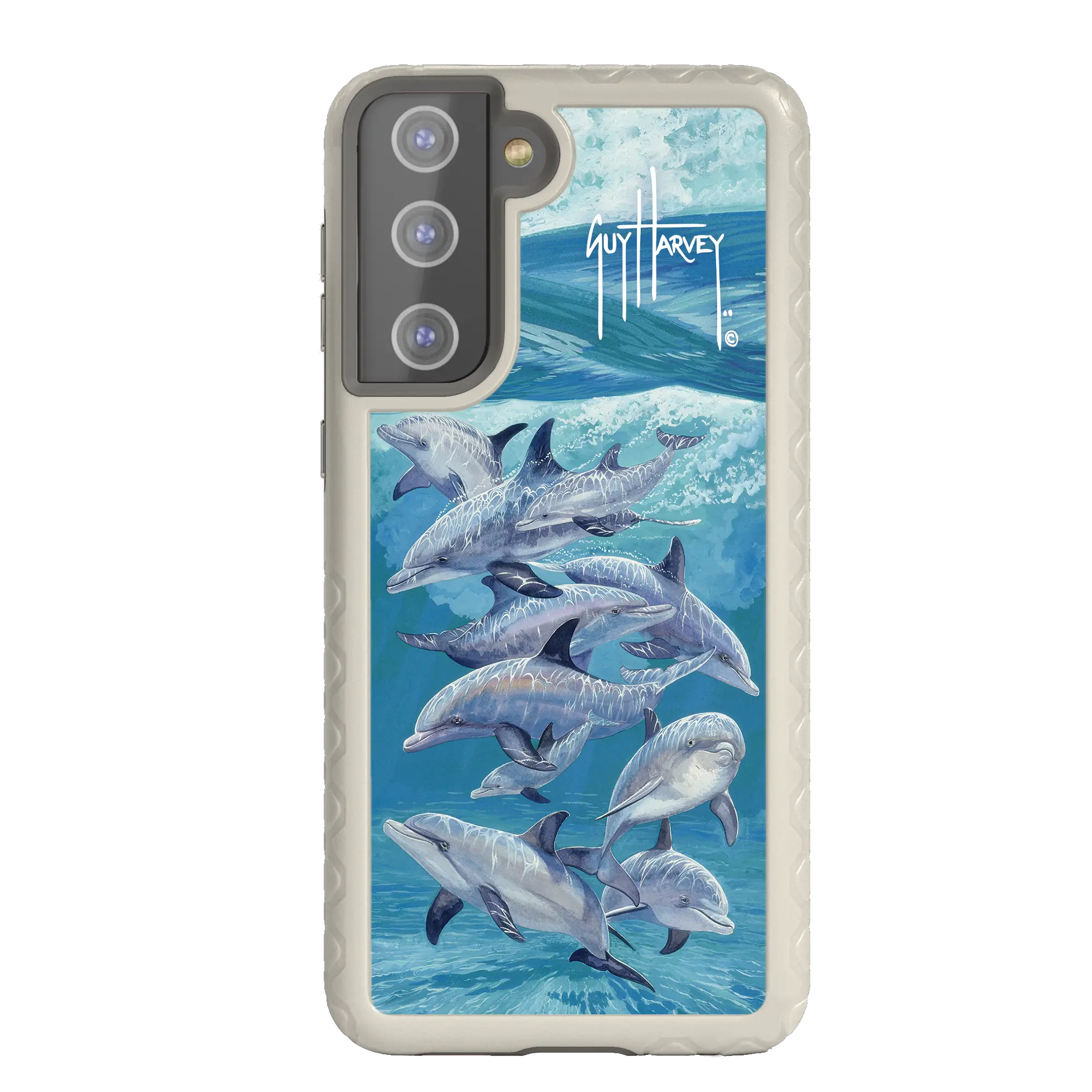 Guy Harvey Fortitude Series for Samsung Galaxy S21 - Bottlenose Dolphins - Custom Case - Gray - cellhelmet