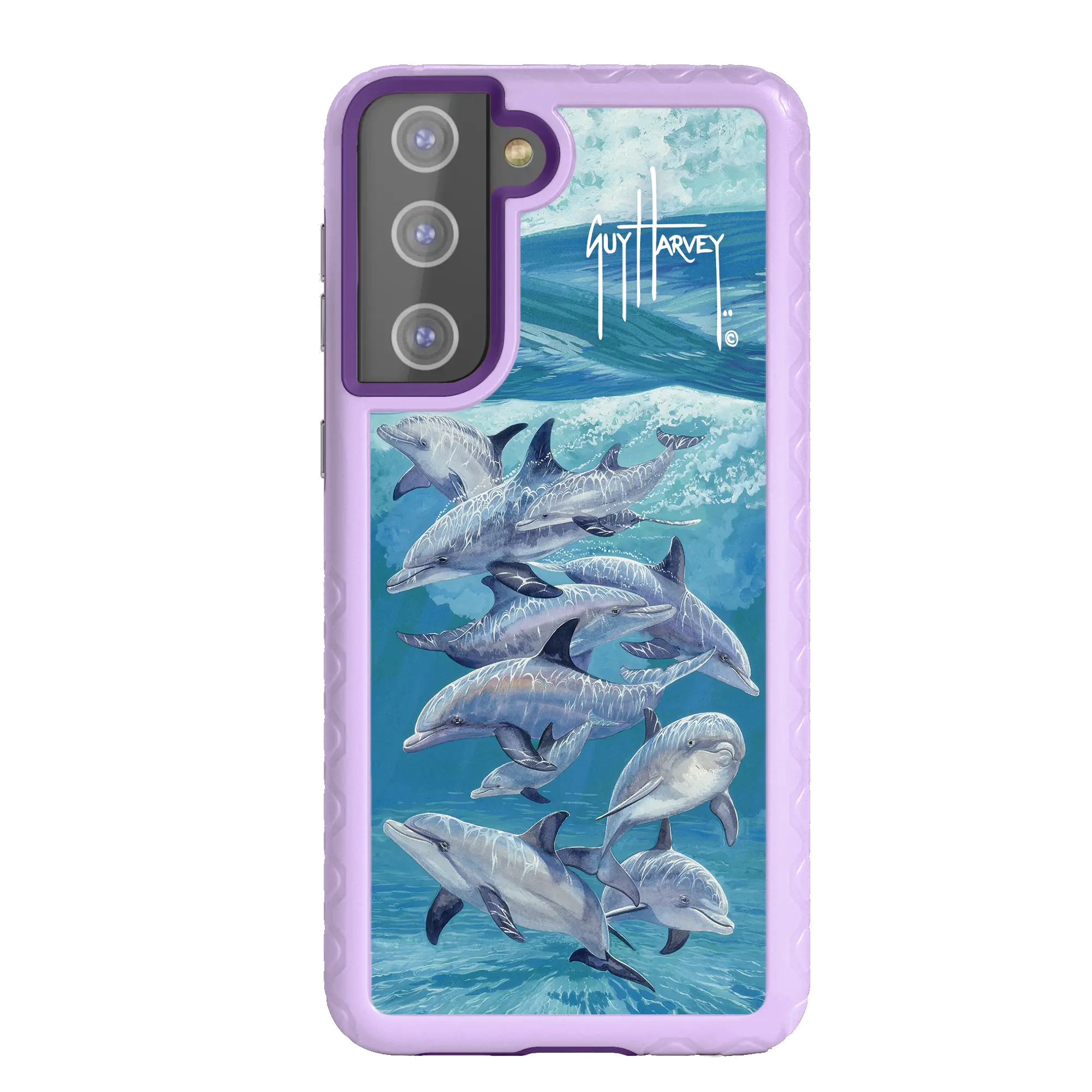 Guy Harvey Fortitude Series for Samsung Galaxy S21 - Bottlenose Dolphins - Custom Case - LilacBlossom - cellhelmet