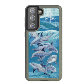 Guy Harvey Fortitude Series for Samsung Galaxy S21 - Bottlenose Dolphins - Custom Case - OliveDrabGreen - cellhelmet