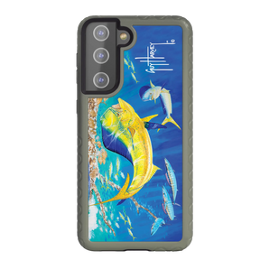 Guy Harvey Fortitude Series for Samsung Galaxy S21 - Dolphin Oasis - Custom Case - OliveDrabGreen - cellhelmet