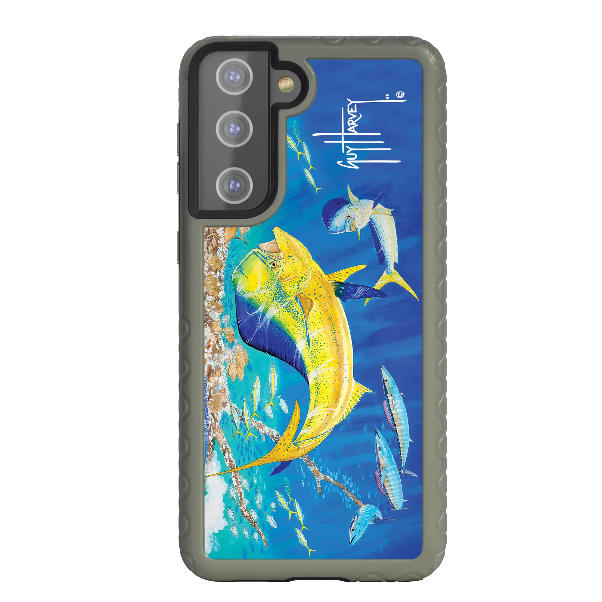 Guy Harvey Fortitude Series for Samsung Galaxy S21 Plus - Dolphin Oasis - Custom Case - OliveDrabGreen - cellhelmet