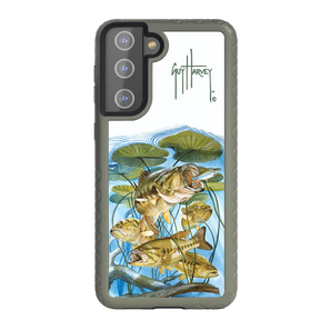 Guy Harvey Fortitude Series for Samsung Galaxy S21 Plus - Five Largemouth Under Lilypads - Custom Case - OliveDrabGreen - cellhelmet