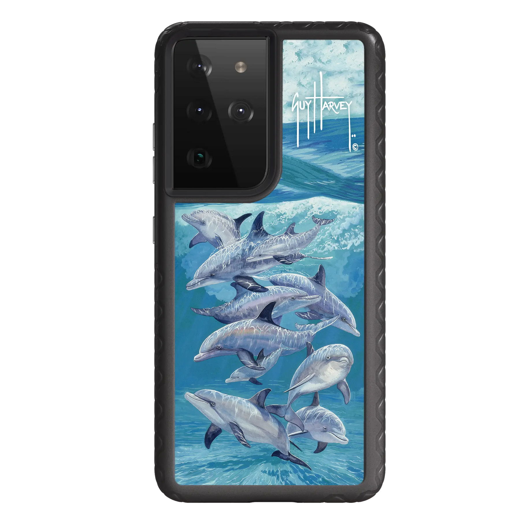 Guy Harvey Fortitude Series for Samsung Galaxy S21 Ultra - Bottlenose Dolphins - Custom Case - OnyxBlack - cellhelmet
