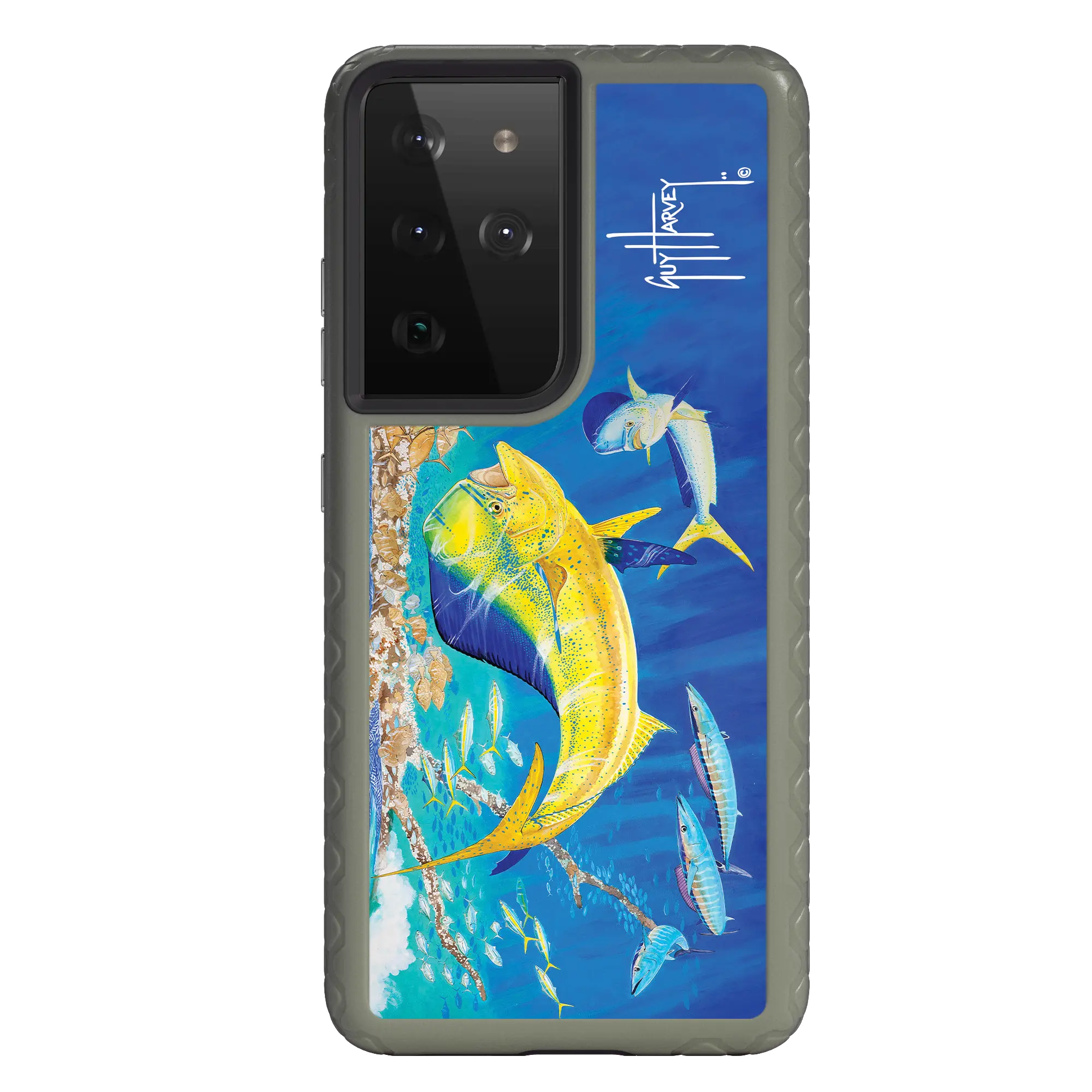 Guy Harvey Fortitude Series for Samsung Galaxy S21 Ultra - Dolphin Oasis - Custom Case - OliveDrabGreen - cellhelmet