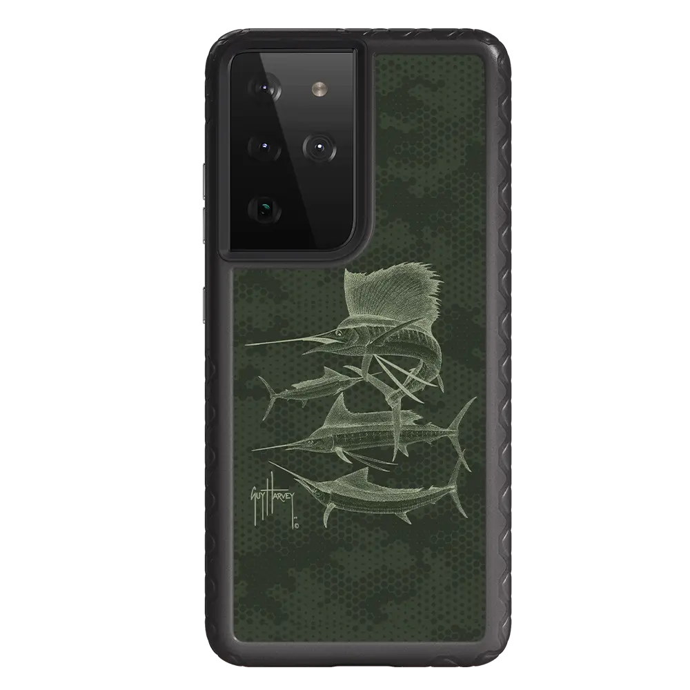 Guy Harvey Fortitude Series for Samsung Galaxy S21 Ultra - Green Camo - Custom Case - OnyxBlack - cellhelmet