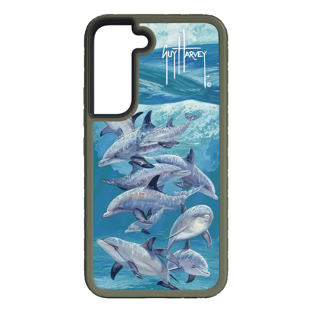 Guy Harvey Fortitude Series for Samsung Galaxy S22 - Bottlenose Dolphins - Custom Case - OliveDrabGreen - cellhelmet