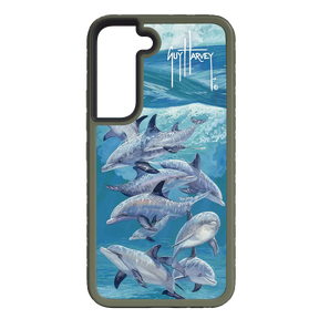 Guy Harvey Fortitude Series for Samsung Galaxy S22 - Bottlenose Dolphins - Custom Case - OliveDrabGreen - cellhelmet